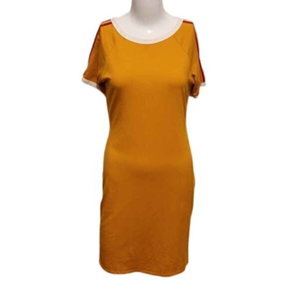 [Heart & Hips] Short Sleeve Rainbow Sleeve Midi Dress - Size L